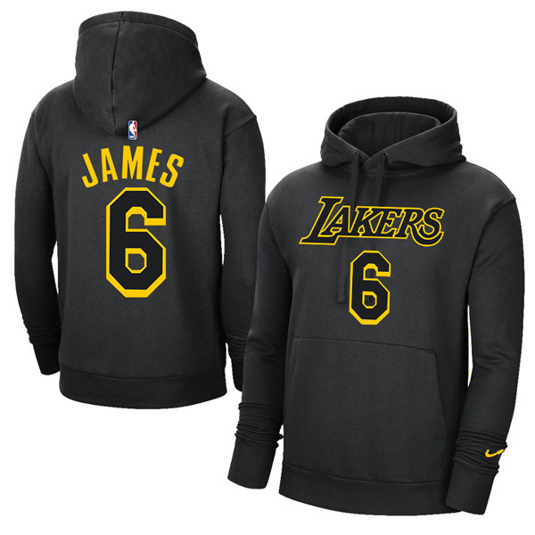 Men's Black Los Angeles Lakers #6 LeBron James 2021 Pullover Hoodie
